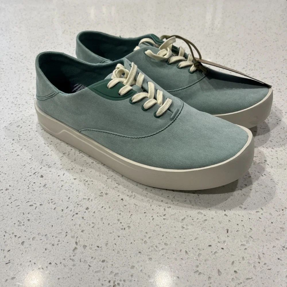 Olukai Tradewind Mens 10 Canvas Lace Up Boat Beach Sneakers Drop-In Heel Bamboo